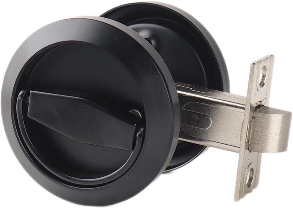 Dixiao Black Round Recessed Door Knob, Flat Door Knobs | Stainless Steel-Black